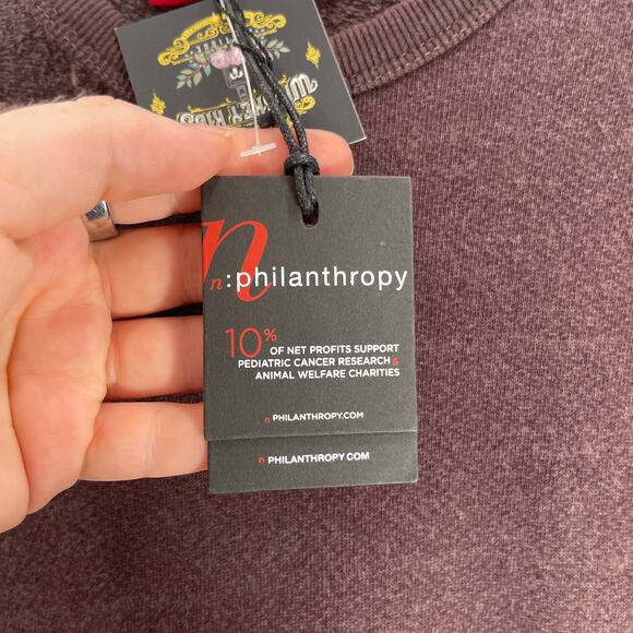 n:Philanthropy Mini Dress Distressed Brown Long Sleeve Size Small New With Tags - Picture 11 of 14